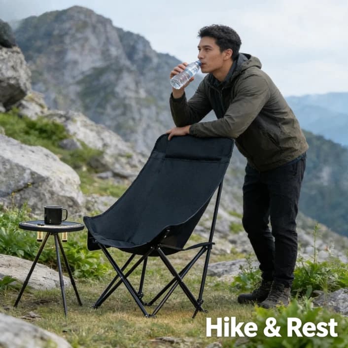 Chaise lune portable 4 positions réglables, siège pliable camping et plage pour pêche et activités extérieures