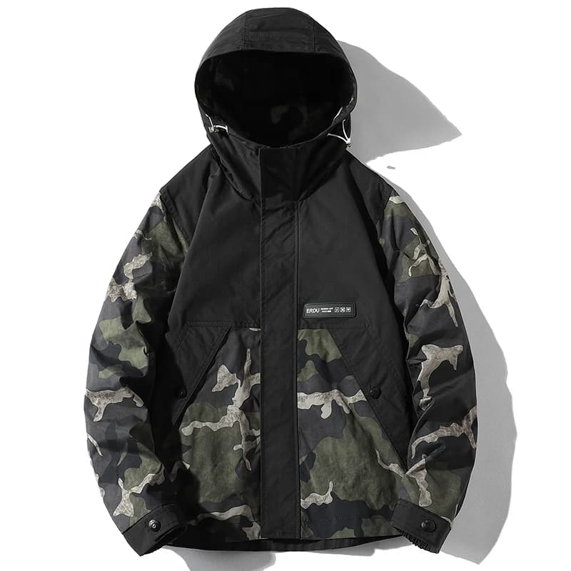 Bomber militaire homme coupe-vent avec capuche - Veste oversize 4XL pour camping et style décontracté
