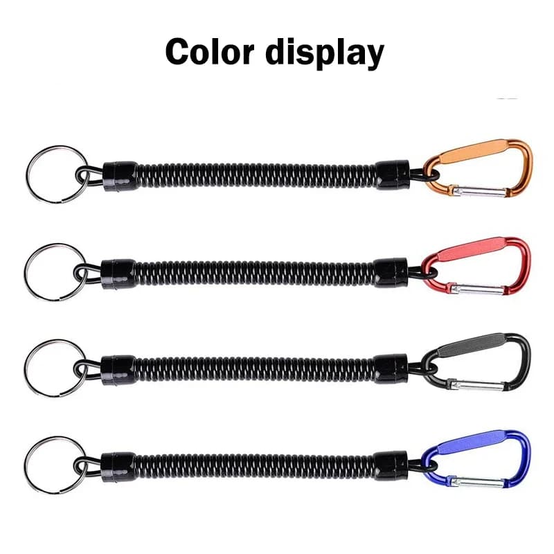 Corde extensible 22cm pratique pour suspension pêche avec ressort mousqueton escalade outil pêche