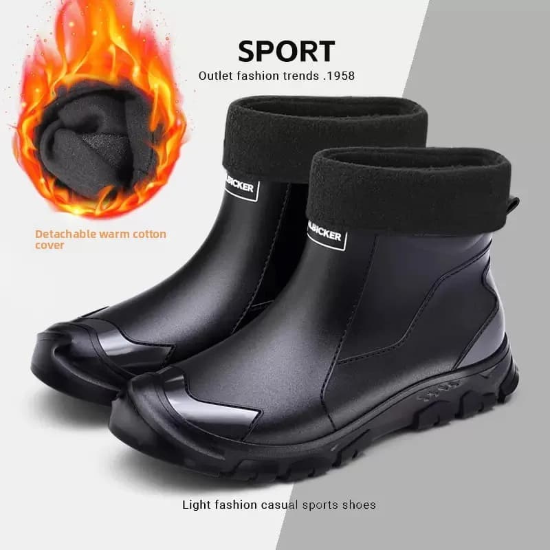 Bottes de pluie PVC anti-dérapantes homme basse pour chantier et pêche