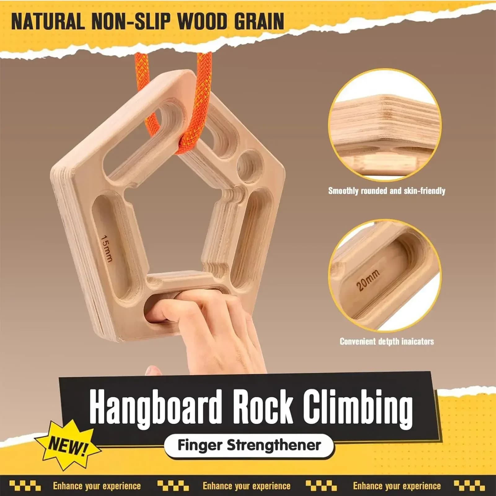 Planche d'escalade renforcement doigts - Trainer suspension pour grimpeurs - Outil musculation bras extérieur