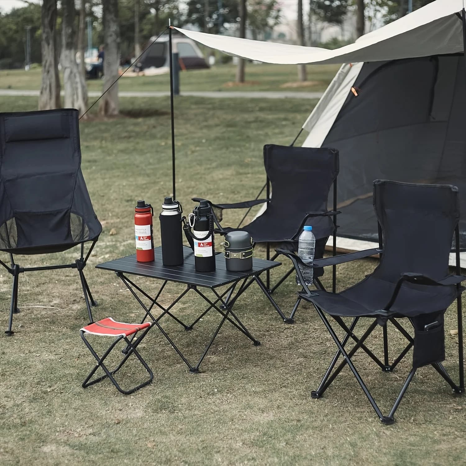 Pack 2 chaises pliantes légères 250LBS capacité pêche camping - Design compact avec sac de transport