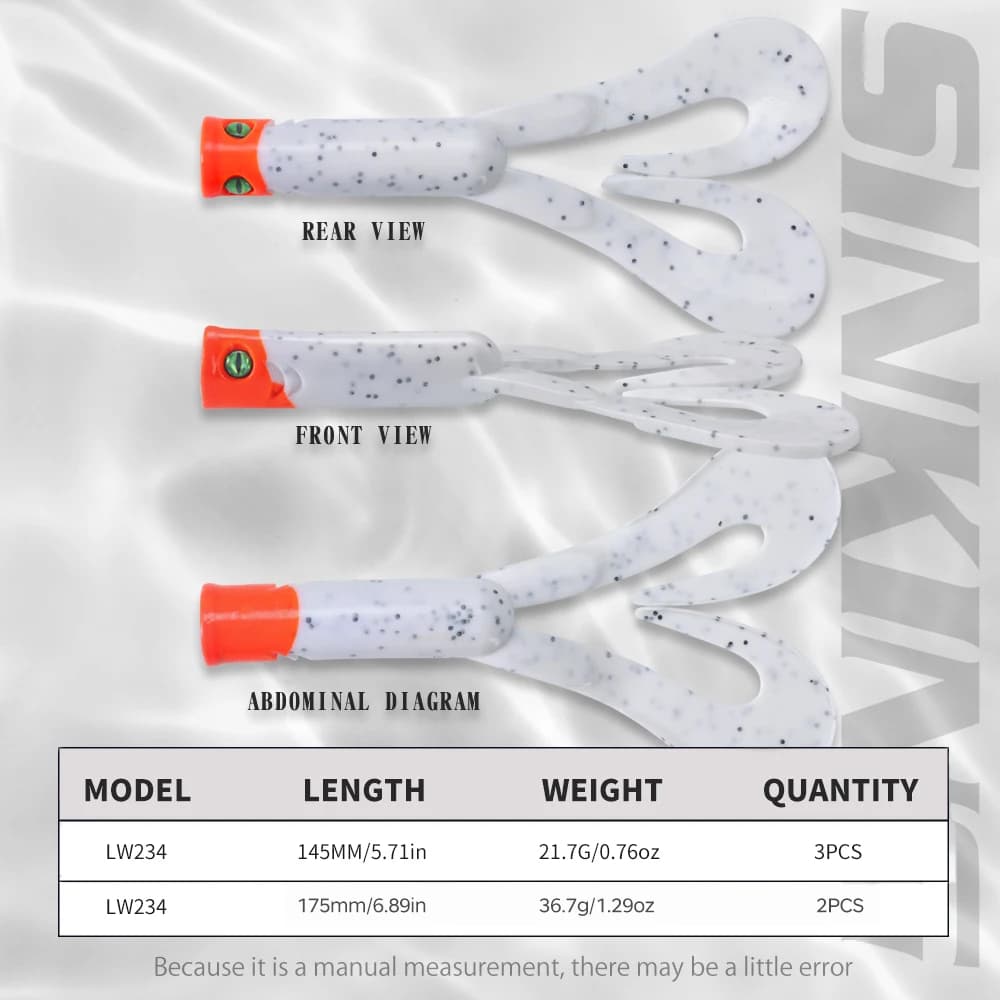 Leurre souple Twin Tail 145mm à 175mm - Leurre silicone pour pêche du brochet sandre et perche spinning
