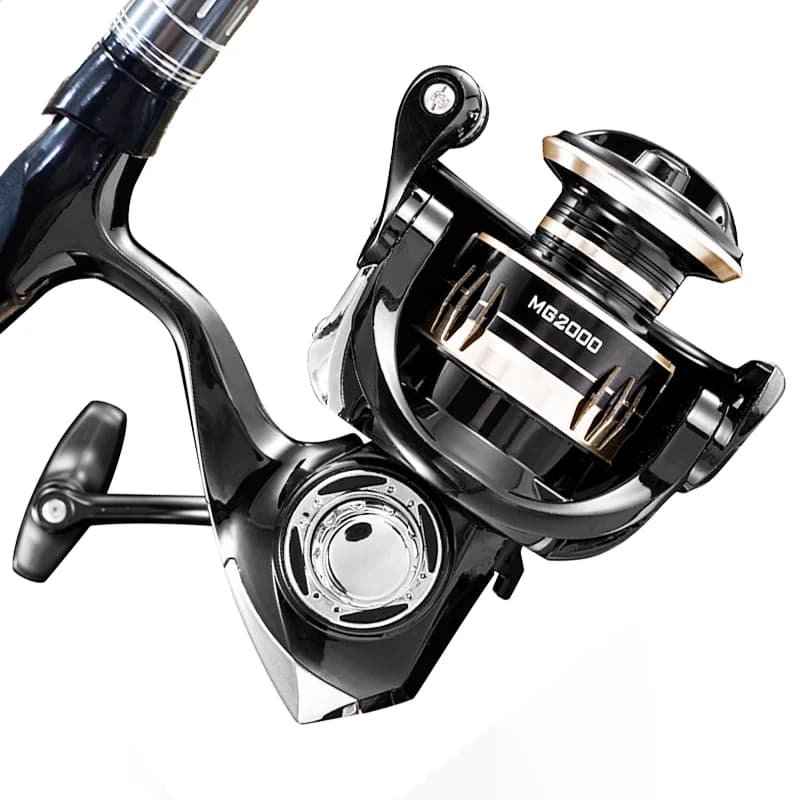 Moulinet spinning Rooblinos MG - Cadre métal frein haute vitesse pour pêche eau douce et mer fluide