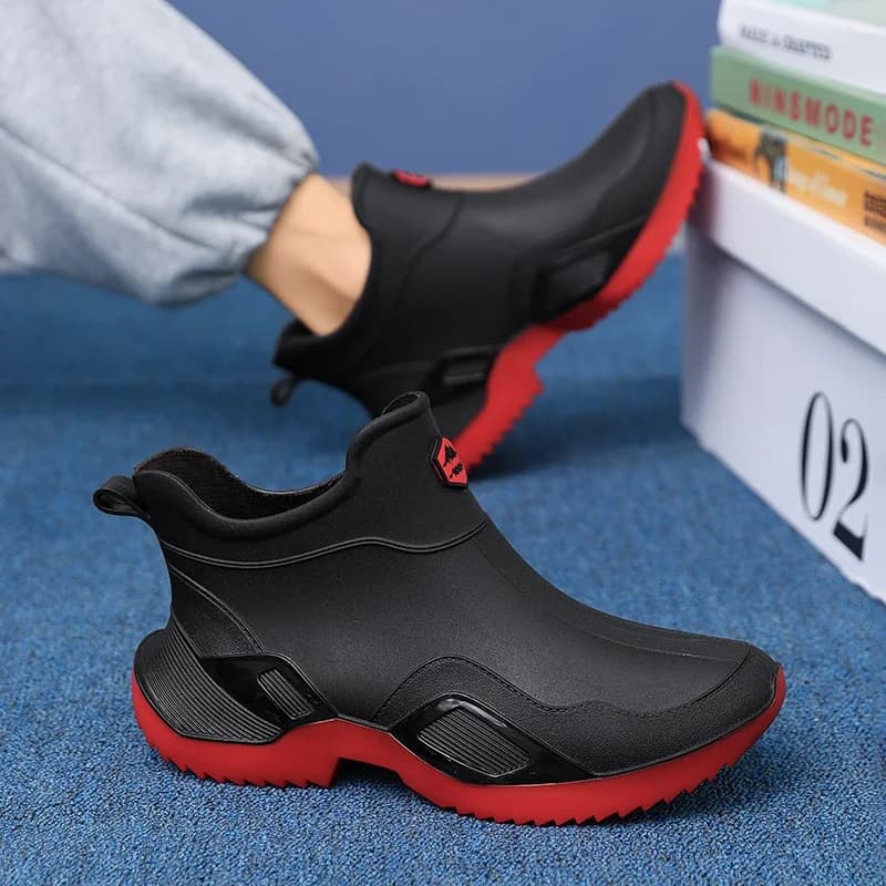 Chaussures pluie homme courtes imperméables anti-usure bottes caoutchouc pêche cuisine jardin