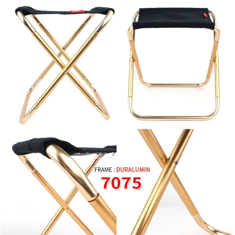 Tabouret pliant aluminium 7075 pour pêche, camping et randonnée - Chaise portable extérieure robuste