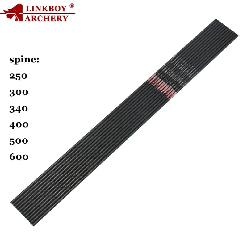Flèches carbone 3K Linkboy 32 pouces spine 250-800 - 12pcs pour arc compound chasse pêche