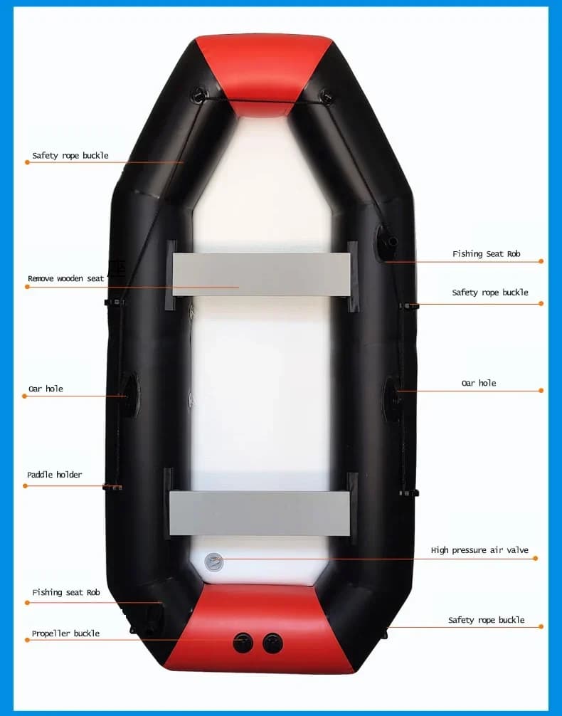 Kayak gonflable PVC 1.75-3.3m pour 1-6 personnes - Canoë pêche renforcé 0.7mm avec fond latté