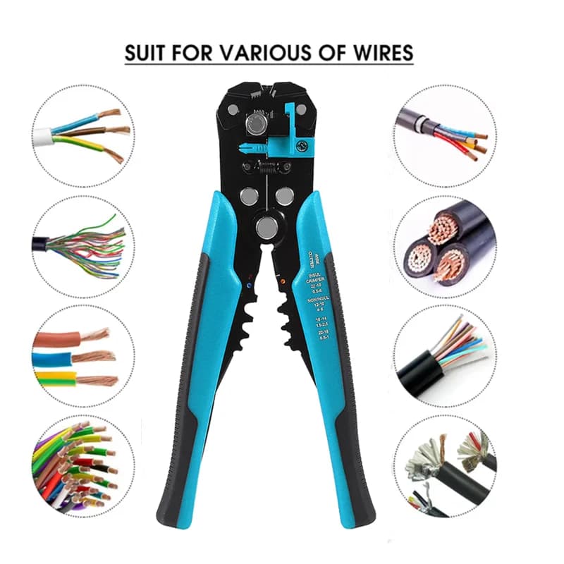Pince à dénuder automatique 8 pouces auto-réglable 24-10 AWG avec fonction coupe et sertissage