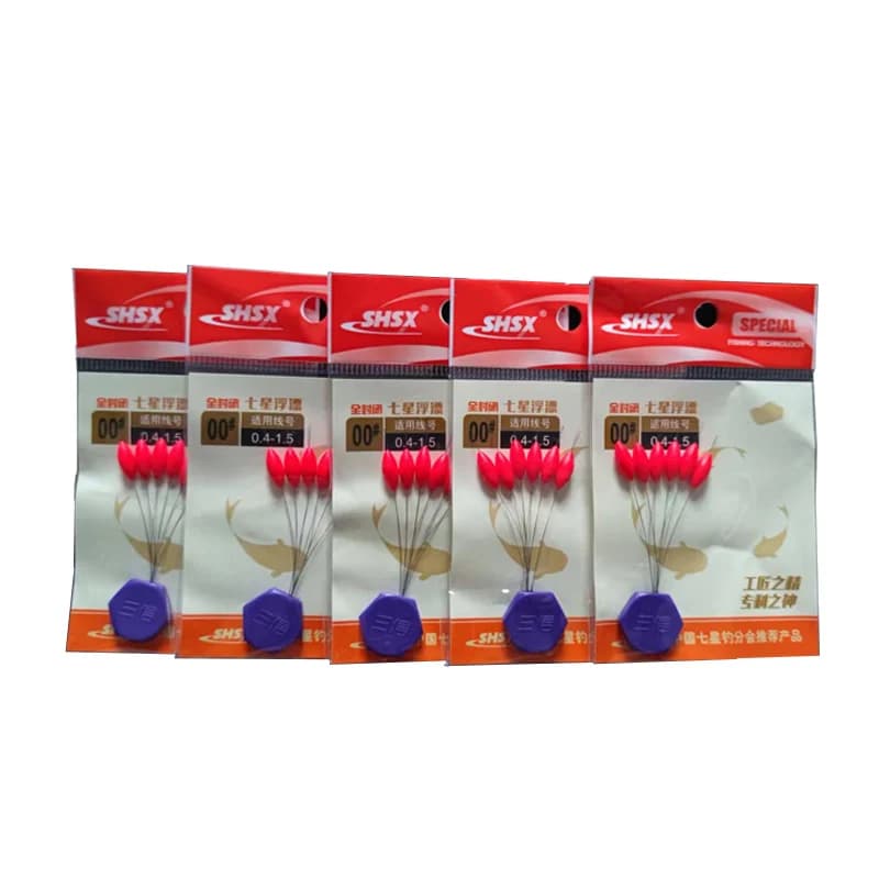 Lot de 5 flotteurs de pêche mini ovales Red Seven Star 000#-5#, connecteur et accessoire pour montage