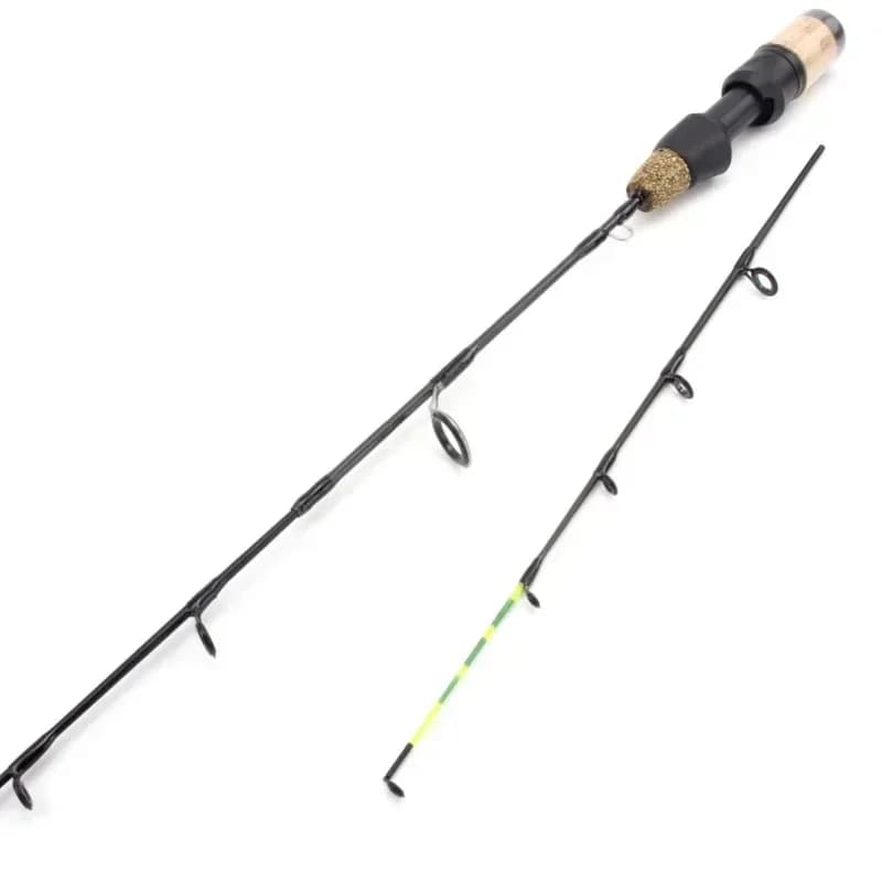 Combo canne télescopique 60cm 2 brins pêche hiver glace carbone moulinet set complet - Équipement hivernal