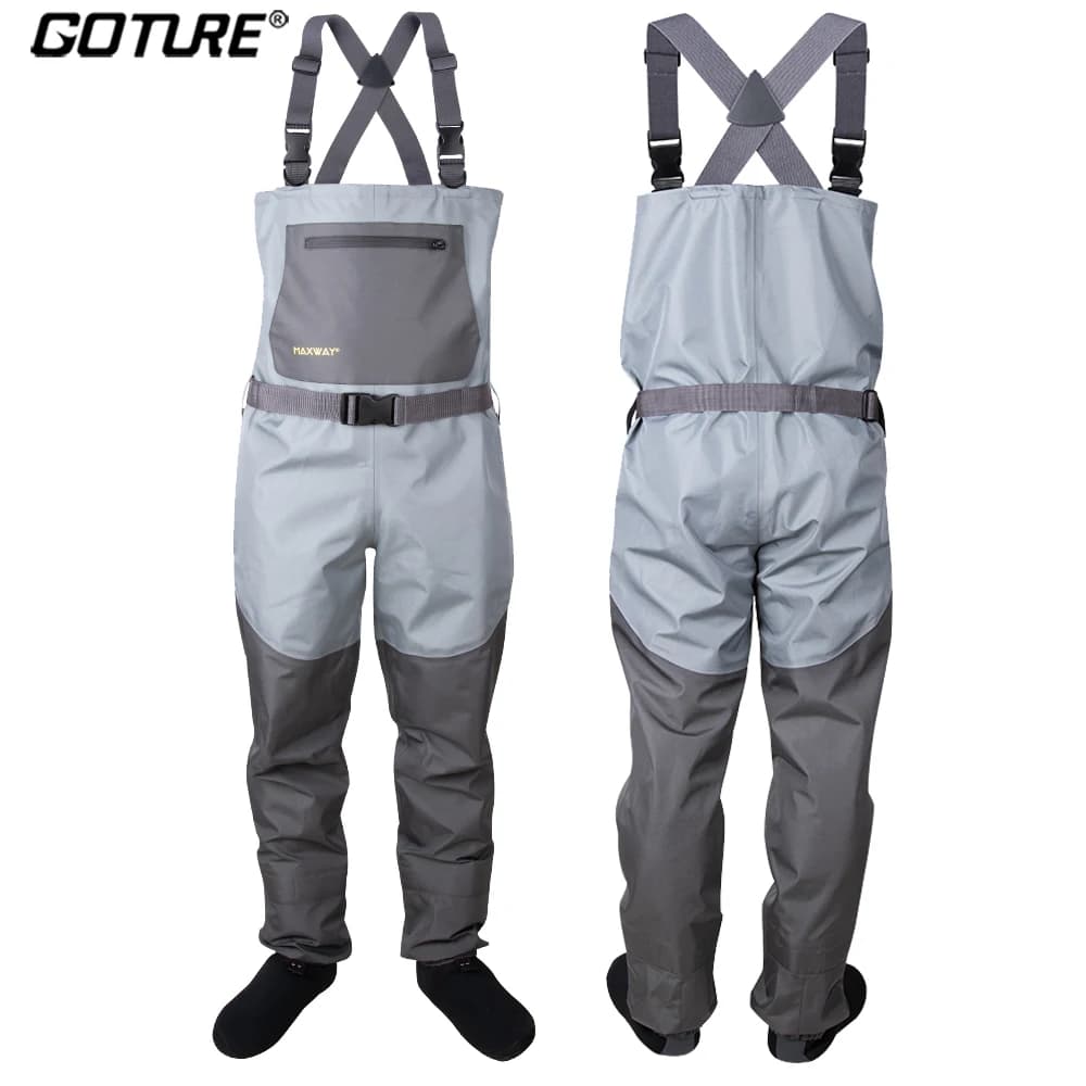 Waders pêche bottes intégrées Goture respirants 100% imperméables pêche à la mouche chasse tailles S à XXL