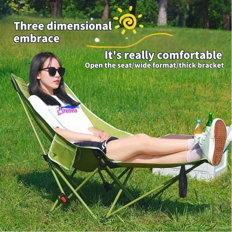 Chaise lune pliante portable réglable pour camping pêche et relaxation extérieure cadre acier 4 positions