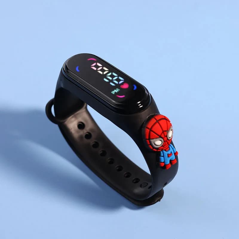 Montre enfant étanche 5Bar à LED avec personnages Disney Spider-Man Minnie Mouse Stitch jouet éducatif
