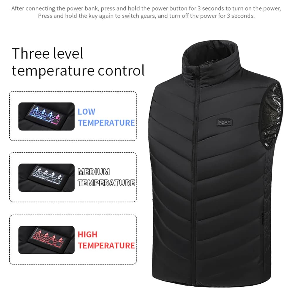 Veste chauffante USB 31 zones pour pêche hivernale - Veste chauffante homme femme pour ski et randonnée