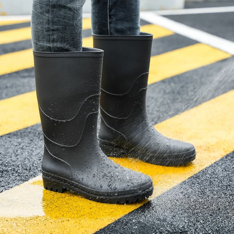 Bottes de pluie PVC mi-mollet homme imperméables antidérapantes pour pêche et activités nautiques