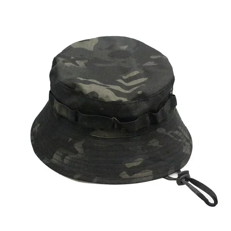 Chapeau boonie camouflage Multicam été - Casquette pêche randonnée résistante au vent soleil