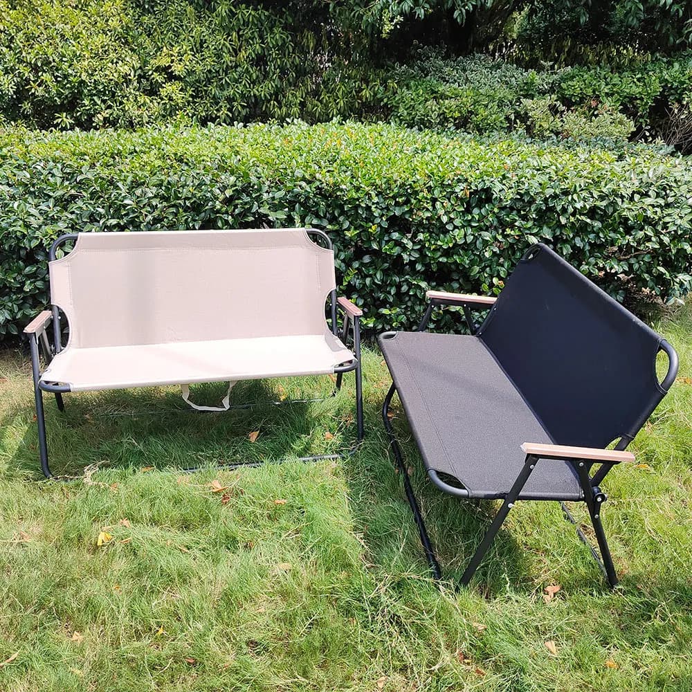 Double chaise camping pliante portable avec dossier tissu Oxford pour pêche