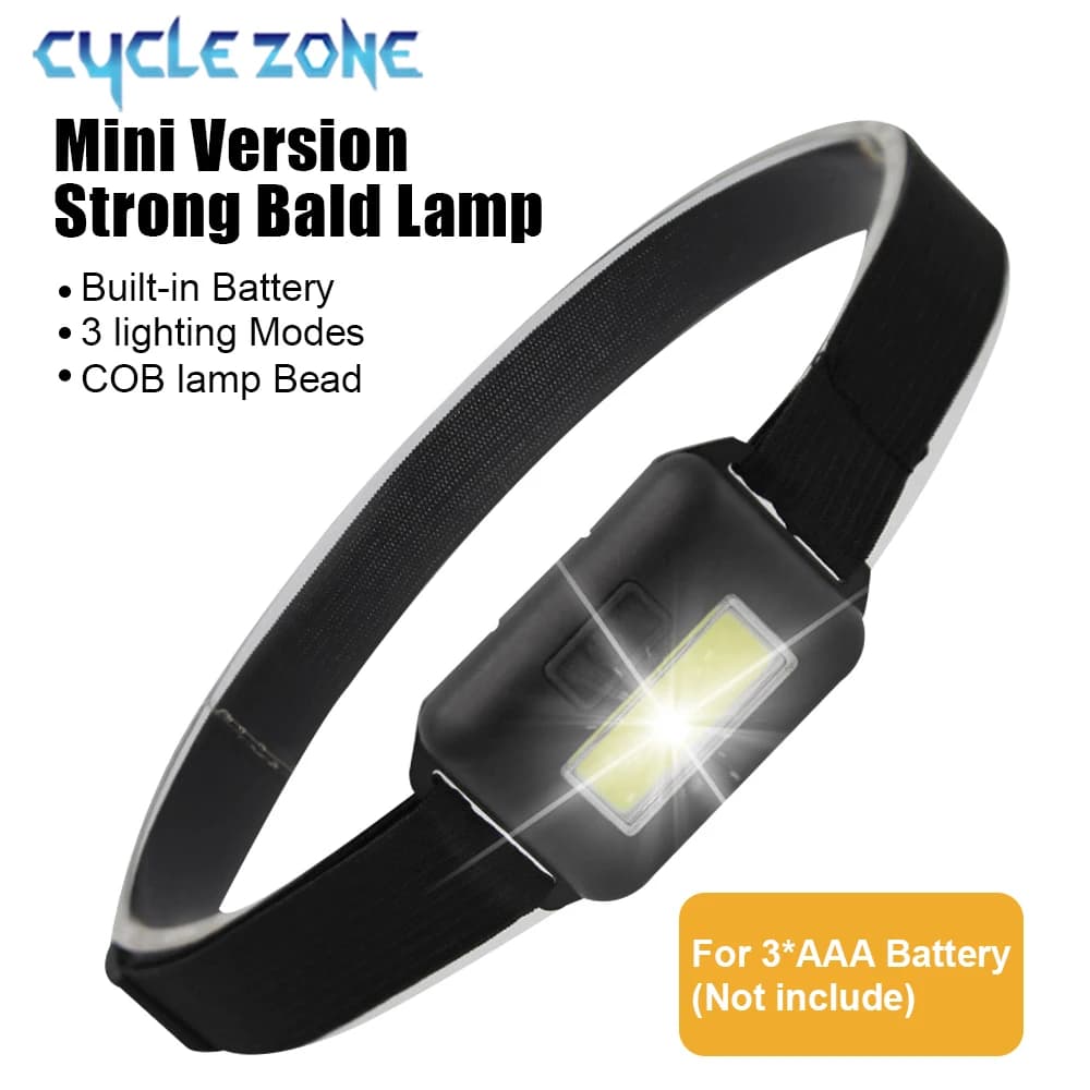 Mini lampe frontale COB portable 3 modes pour pêche nocturne et travail de nuit
