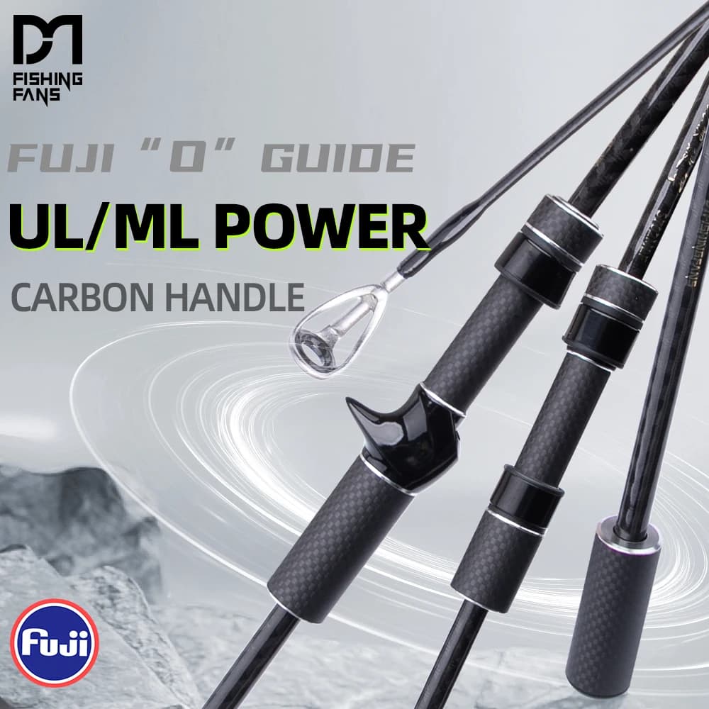 Canne à pêche ultralégère FishingFans Carbon Handle UL ML avec guides Fuji O et Cross Carbon Tape