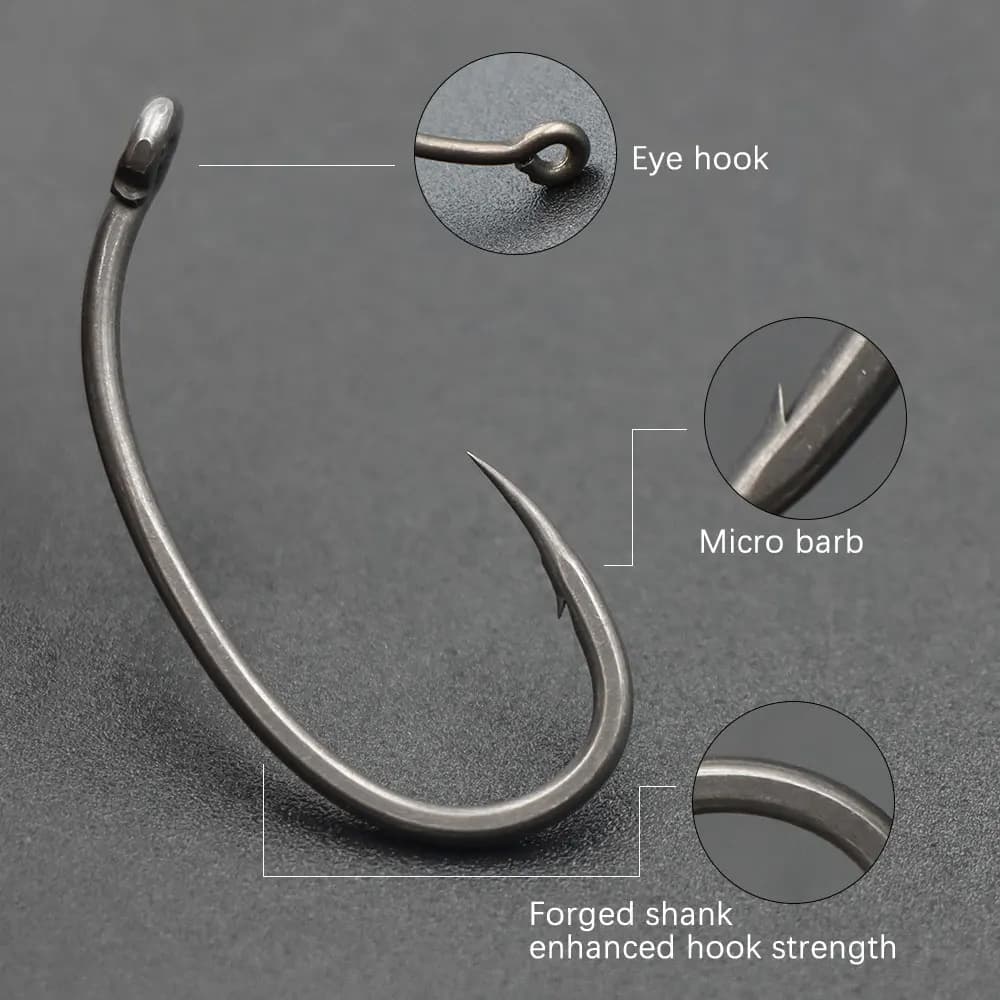 10 hameçons Klor carp hook acier allié pour montage Ronnie rig et method feeder - Hameçons barbelés carpe