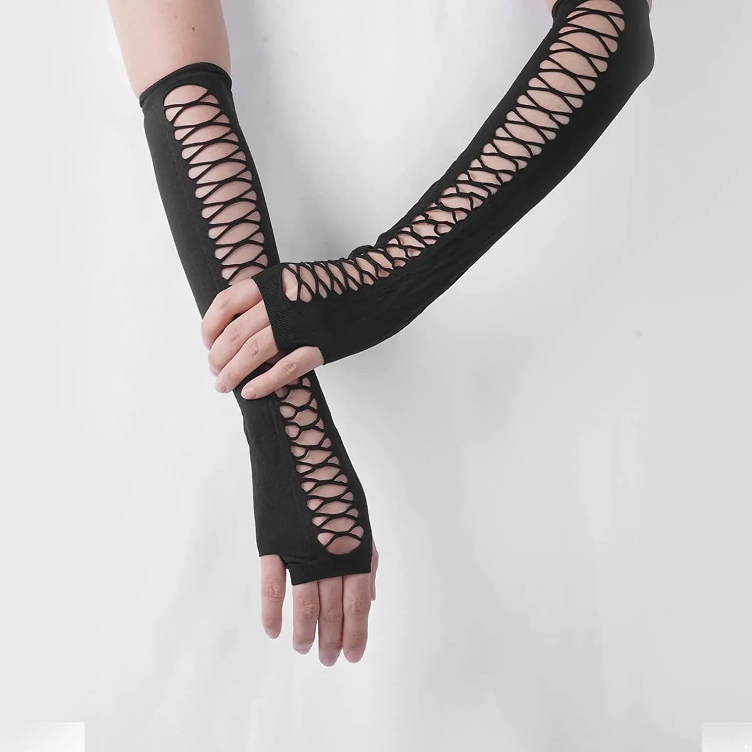 Gants sans doigts noirs gothiques punk pour pêche nocturne et style alternatif femme homme accessoires goth