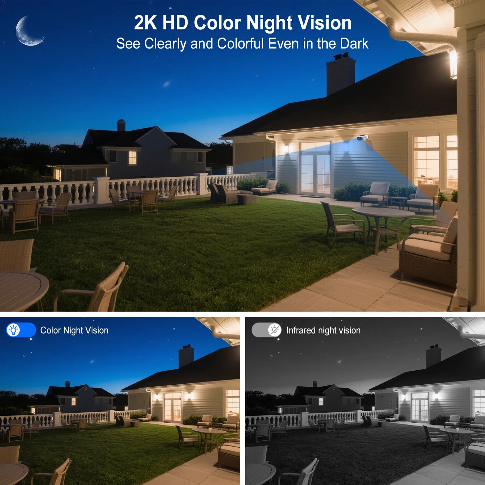 Caméra solaire wifi extérieure ARCCTV 2K détection humaine vision nocturne HD talkie-walkie