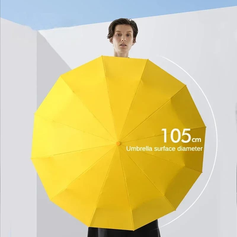 Parapluie Automatique Anti-Vent 72 Baleines Fibre Verre - Grande Verrière UPF 50+ - Homme Femme - Protection UV/Pluie