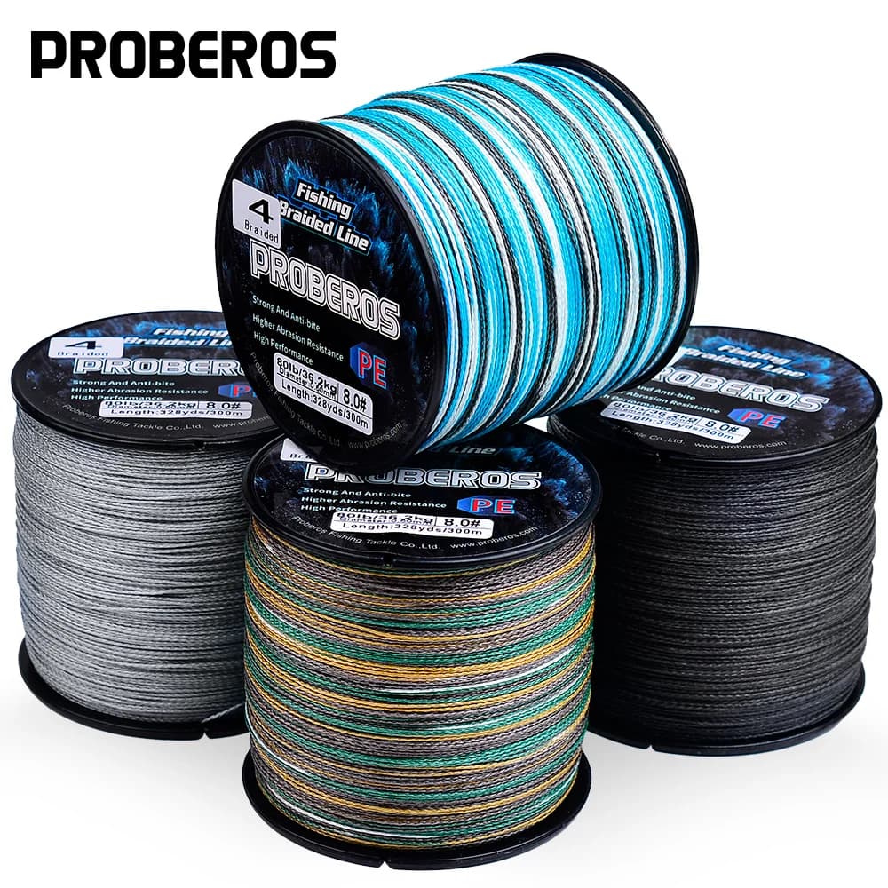 Ligne de pêche tresse Proberos 300 mètres haute résistance 6-80LB pour lancer longue distance