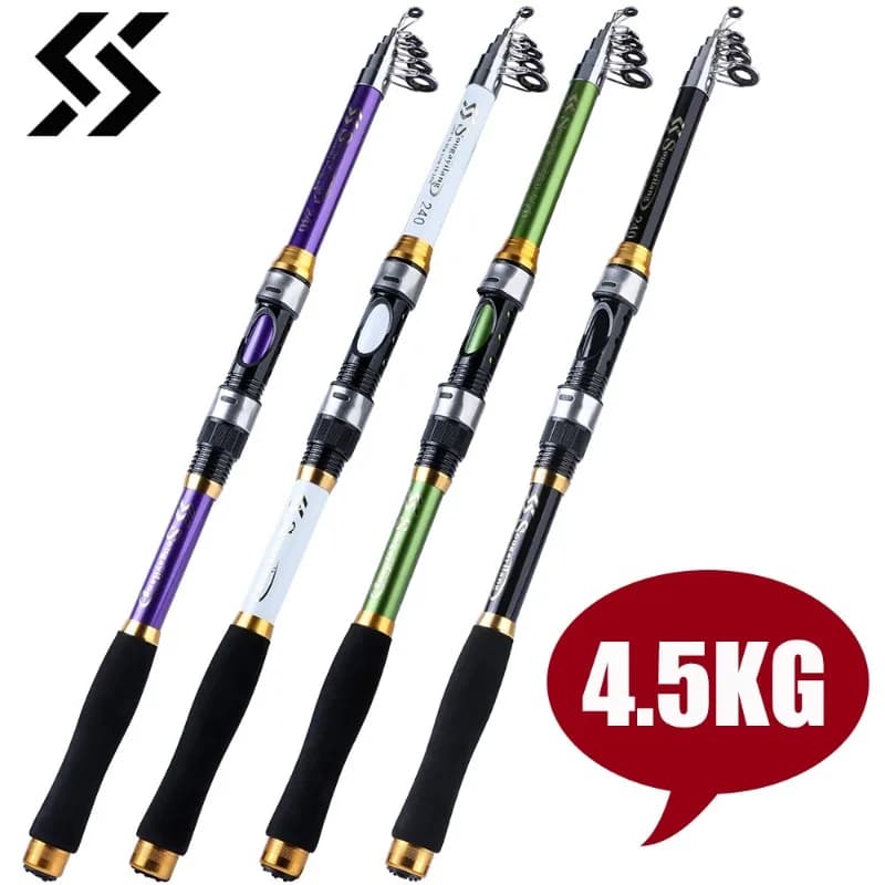 Canne télescopique Sougayilang 4 couleurs 1.8-2.7m fibre verre manche EVA pour carpes 4.5kg