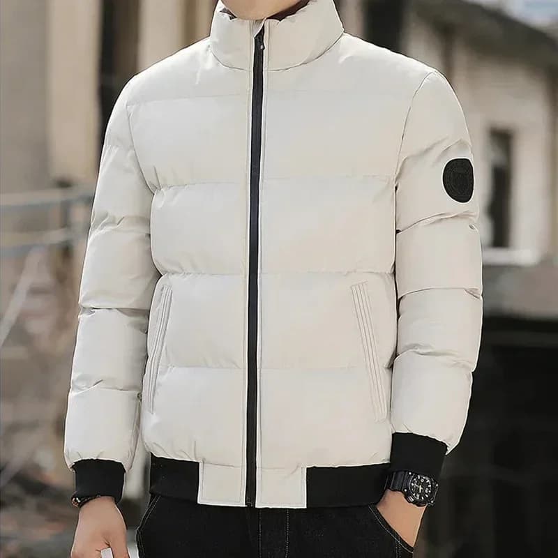 Veste chaude homme coton tendance hiver 2025 courte épaisse décontractée trench coat pêche