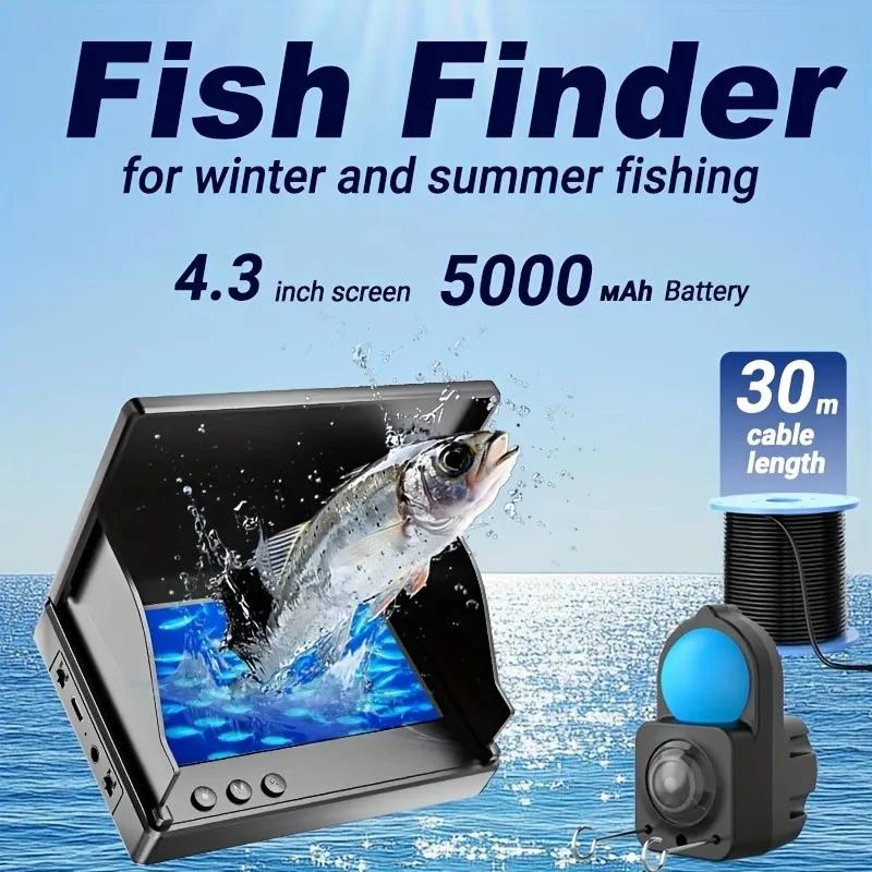 Caméra de pêche portable 1080P vision nocturne écran LCD 4.3" détecteur profondeur angle 130° pêche main
