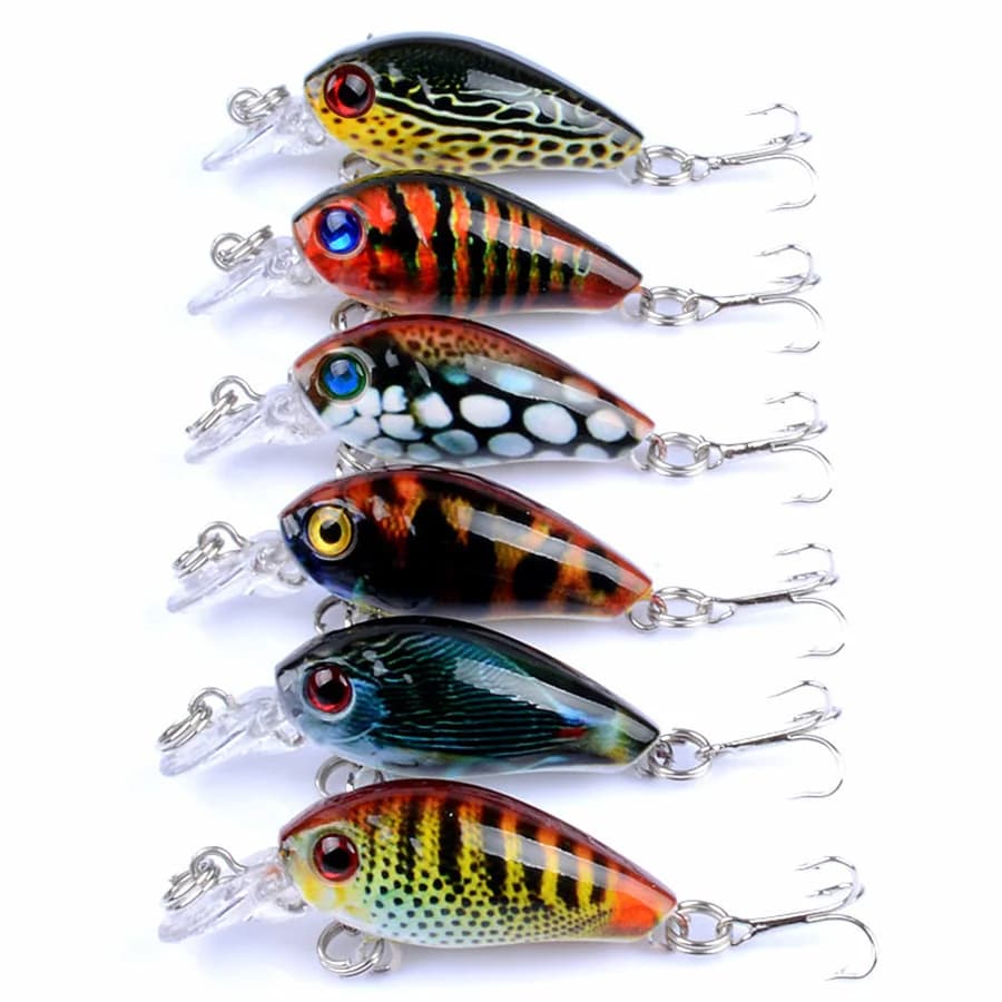 Kit 6pcs crankbaits flottants topwater pour pêche trolling - wobblers durs brochet black bass carpe