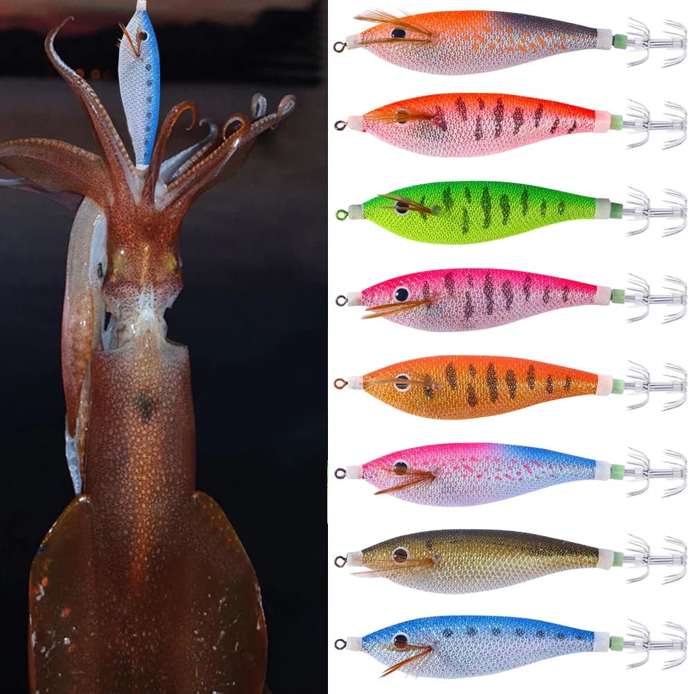 Hameçon calamar lumineux 11cm/13.4g - Leurre crevette poulpe seiche - Plomb pêche nocturne