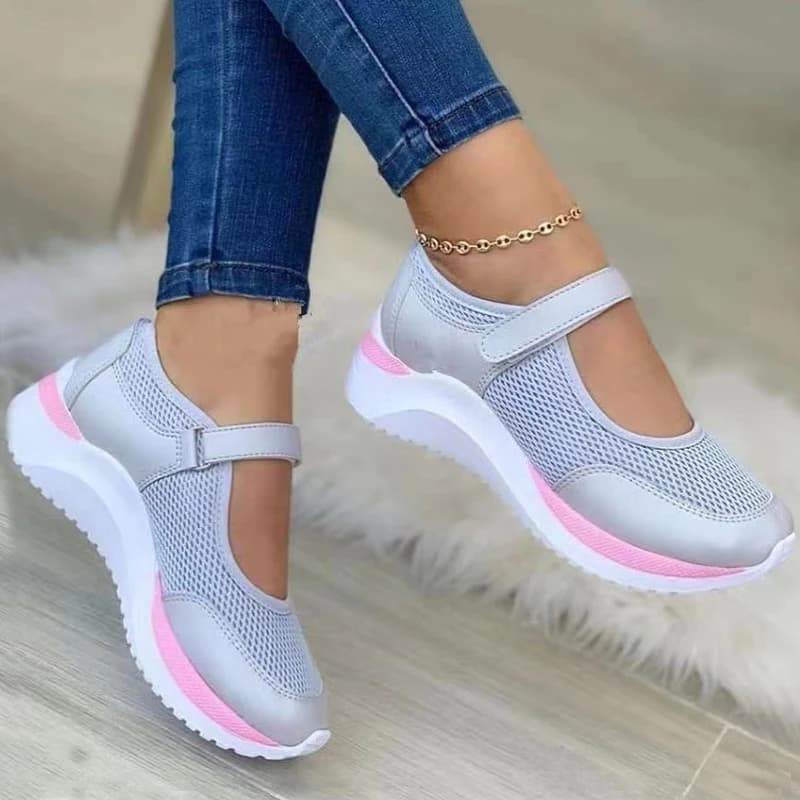 Chaussures tricotées femme pêche grandes tailles - Sneakers semelle épaisse casual grille 36-43