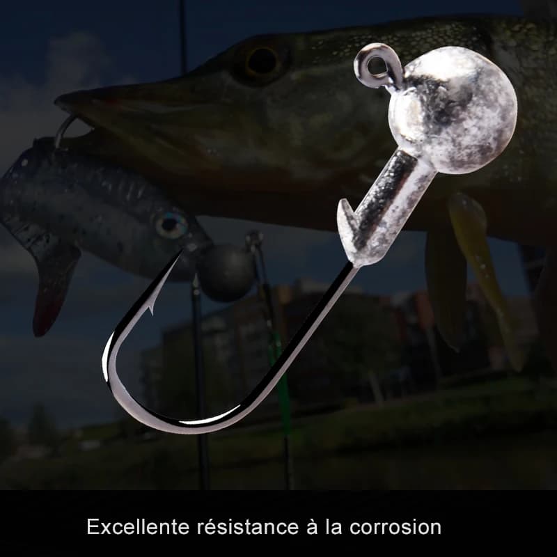 Têtes plombées MEREDITH 1g à 22g pour pêche au brochet et carnassiers en eau douce
