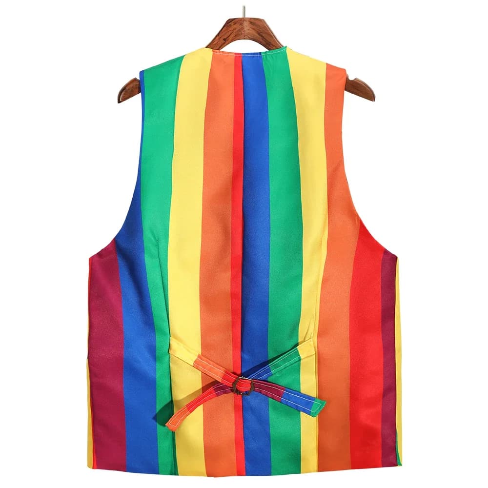 Gilet homme sans manches costume rayures arc-en-ciel 4XL business formel pêche événement élégant veston