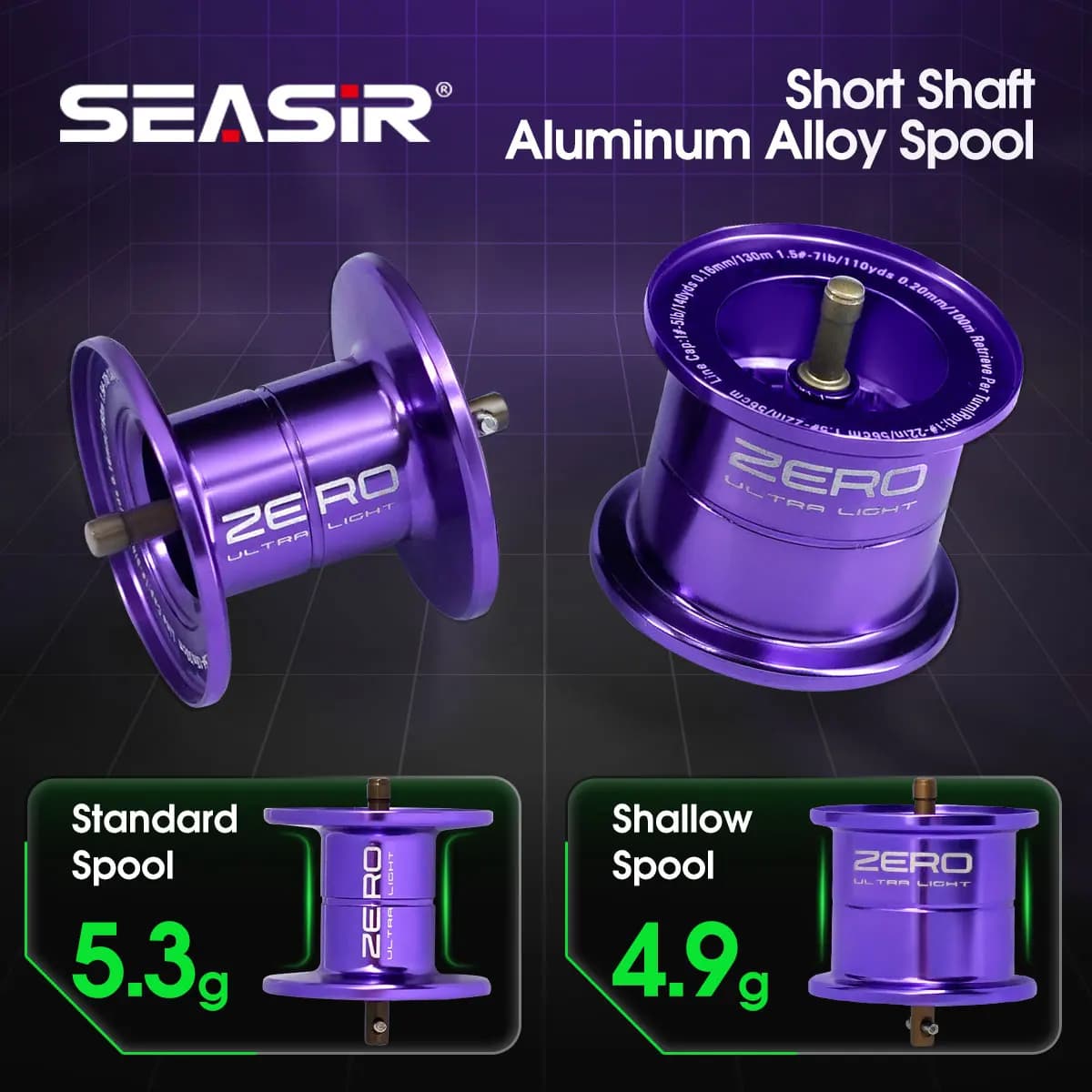 Moulinet baitcasting Seasir ZERO119 BFS 119g - Fibre carbone 7.6:1 double bobines pour pêche légère