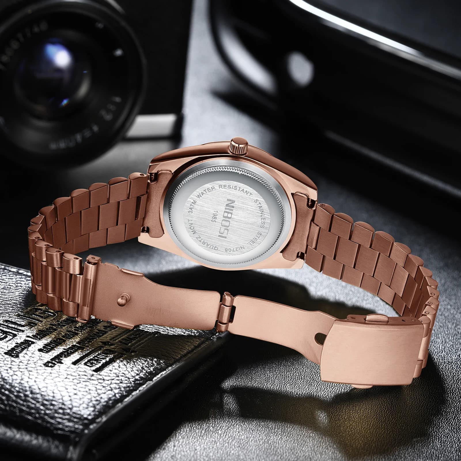 Montre homme NIBOSI luxe étanche acier jour date mouvement Miyota - Montre bracelet homme Role reloj hombre tendance