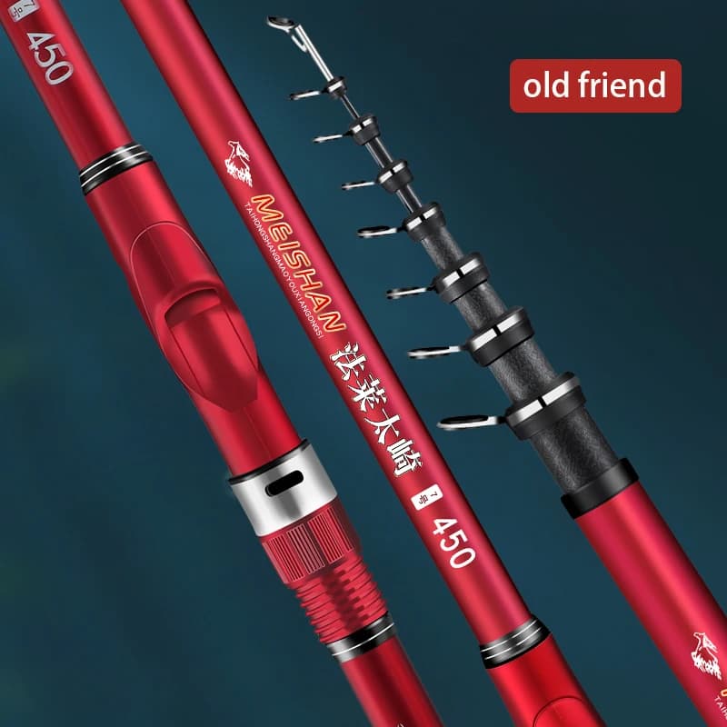 Canne pêche roche carbone 5.3M 6.0M ultra-légère Old Friend pour carpe surf télescopique mer