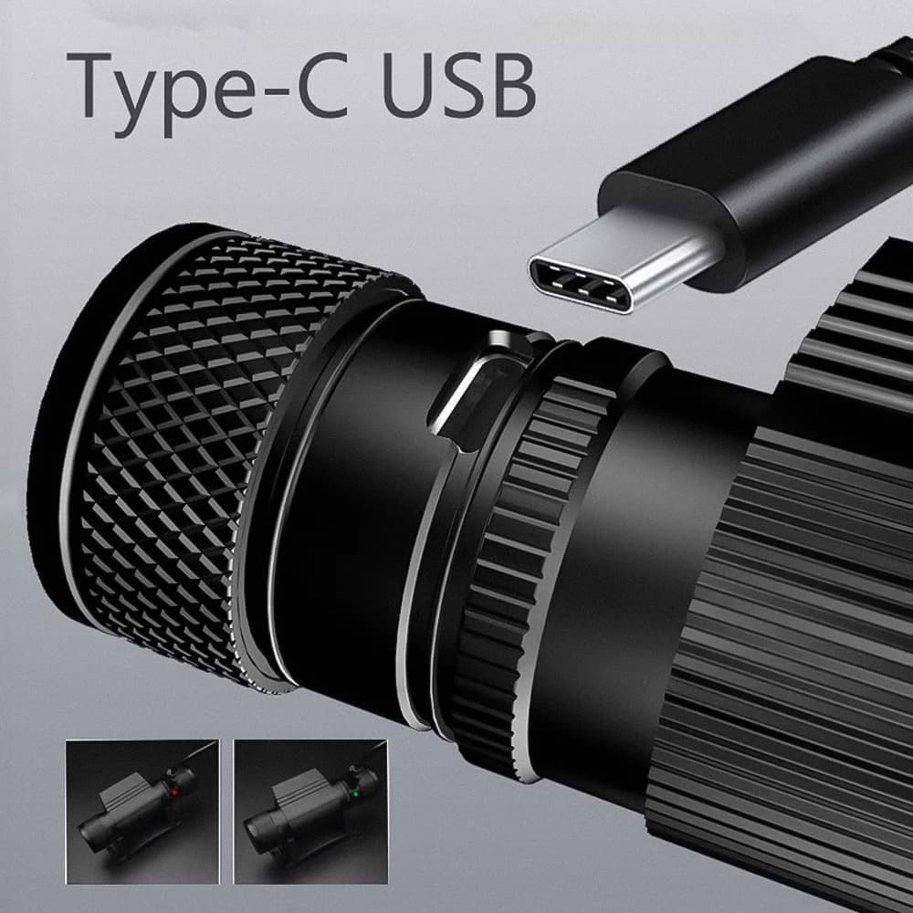 Nouvelle lampe frontale LED Type-C USB 18650 pêche chasse camping torche puissante