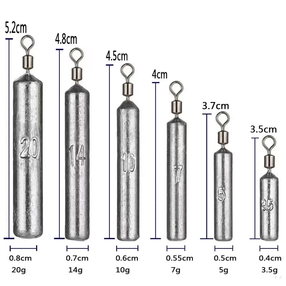 Moule à plombs pêche 15 pièces 3.5g-20g tube bullet métal kit accessoires mer
