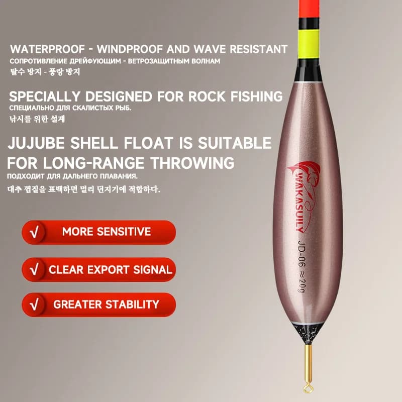 Flotteur électronique lumineux haute sensibilité 6.8MM pour pêche rock, détection gravité, matériel pêche court robuste