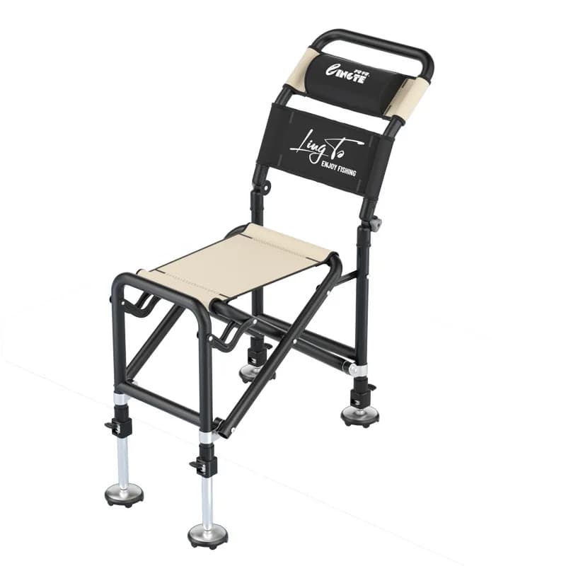 Fauteuil pêche réglable pliable avec porte-canne - Siège pêcheur léger pour extérieur et camping