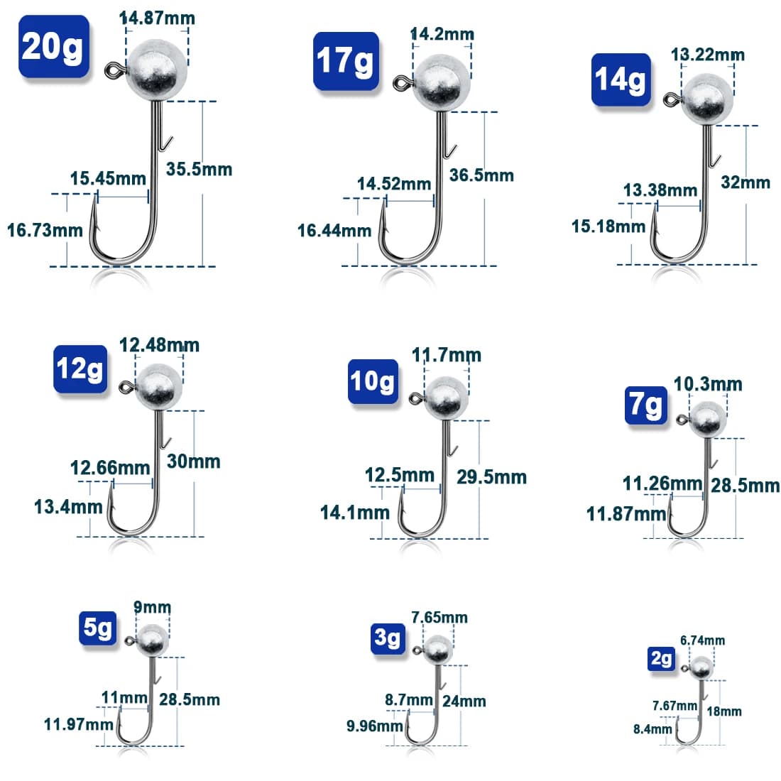 Ned rig jig hook 5~20 pièces leurres souples appâts vers pêche eau douce salée longue tige tête plombée
