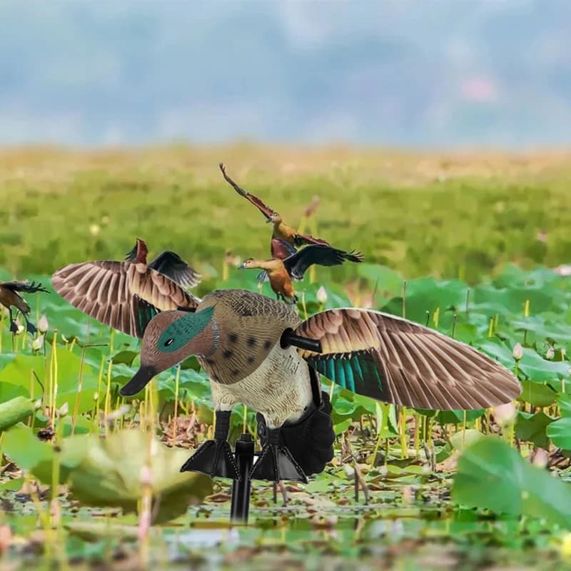 Leurre canard volant télécommandé électrique - Appât de chasse réaliste avec tête verte et ailes rotatives