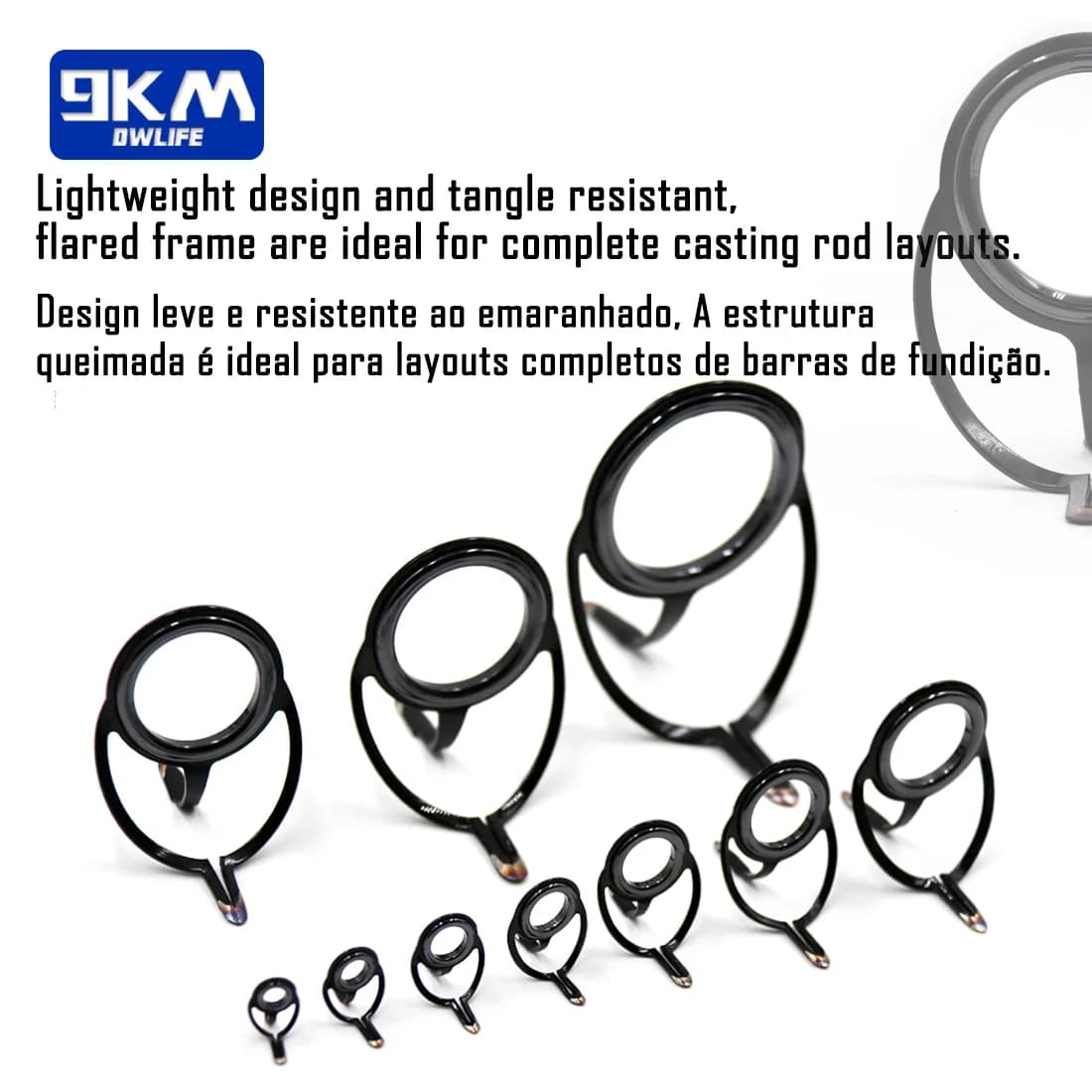 Kit réparation anneaux guidon canne pêche mer noir acier inoxydable 10-20 pièces eau douce salée