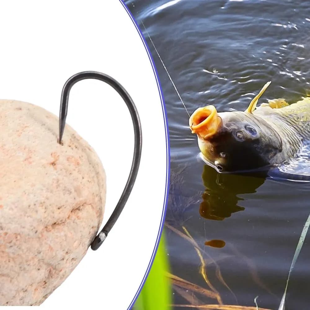 Hameçons Hirisi 15 pièces sans ardillon acier inoxydable haute teneur en carbone revêtus PTFE pour pêche