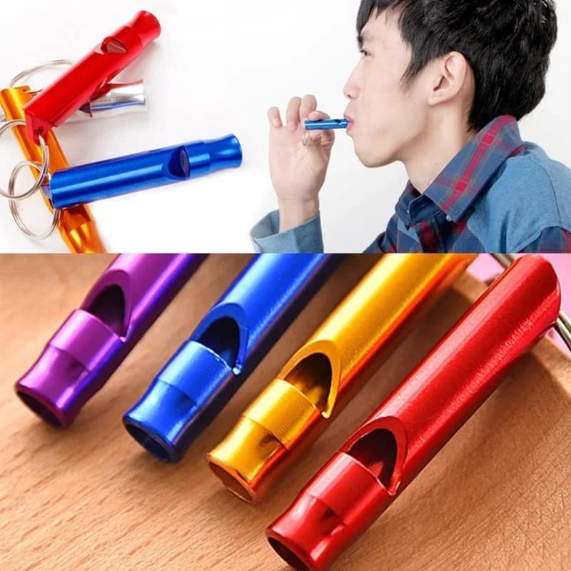 Set 4 sifflets sécurité alliage aluminium porte-clés survie camping pêche urgence sport - Compact