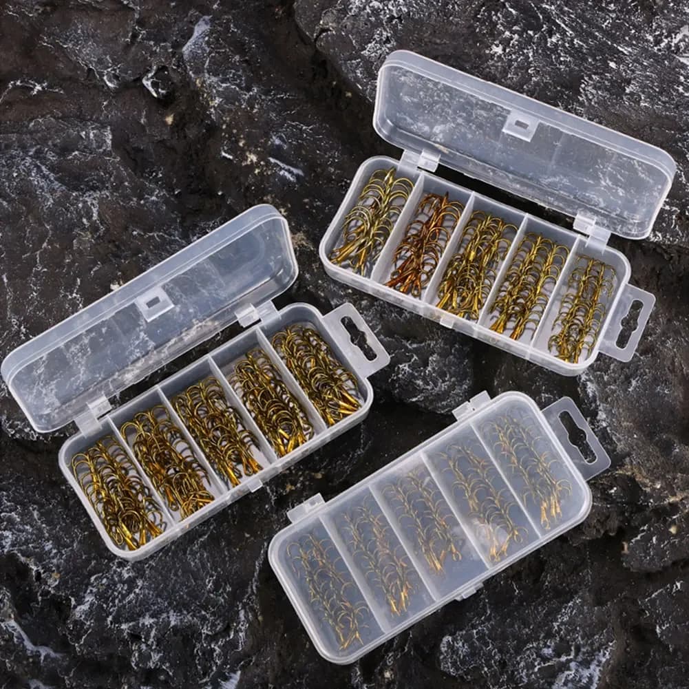 Hameçons triples 80 pièces acier carbone haute résistance pour pêche eau douce et mer